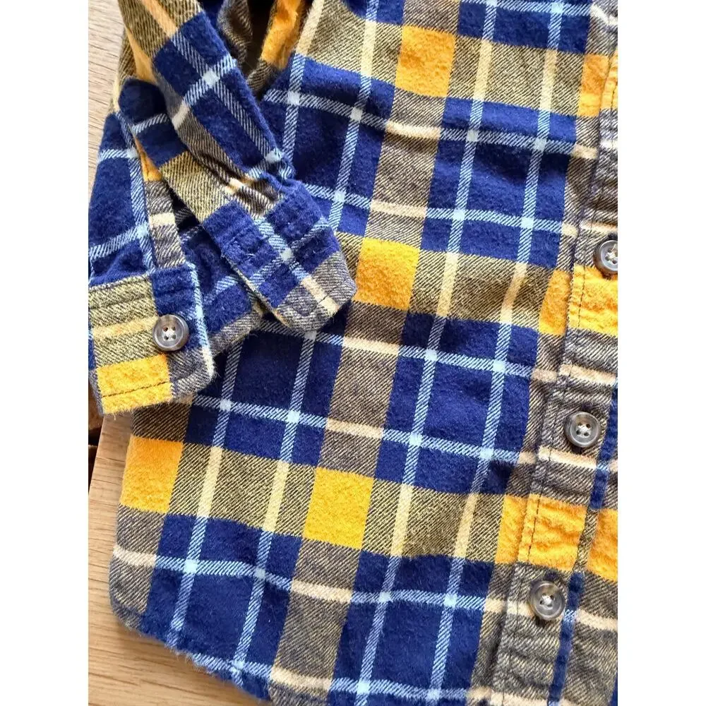 Hanna Andersson Yellow Plaid Fireside Flannel Shirt 2T (85 cm)